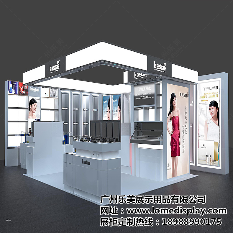 新款时尚简约品牌工厂定制靠墙化妆品展示柜整店输出