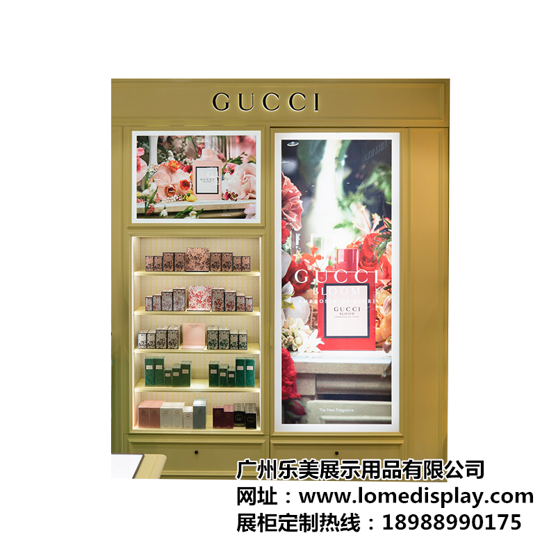 品牌定制化妆品护肤品高柜背柜木质烤漆多层靠墙化妆品护肤品展示柜可定制