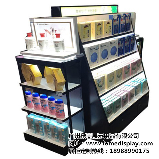 商場店鋪超市化妝品護膚品展示柜中島柜木質(zhì)烤漆三面雙面防曬霜化妝品展示柜