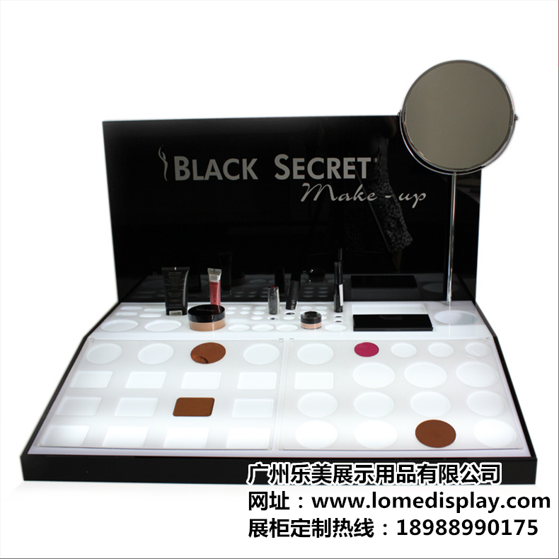 定做高档亚克力展示架-广州厂家纯手工粘贴-口红眉笔粉底液放置架
