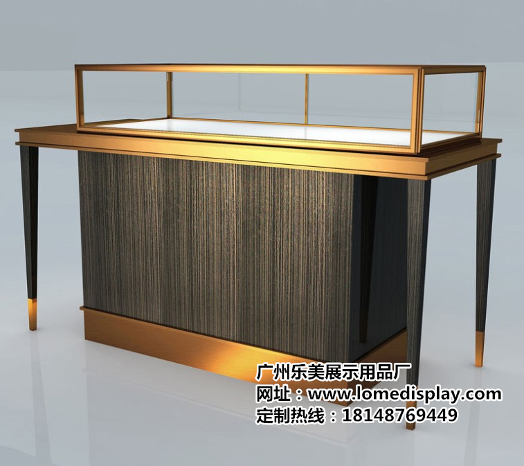 金色高端奢华大气商场超市专用柜玉器展柜珠宝展柜玻璃精品柜