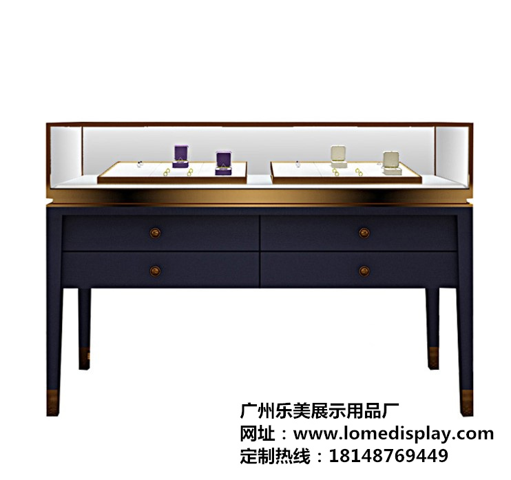 广州厂家定制_简约奢华_不锈钢烤漆戒指玉石黄金珠宝展示柜