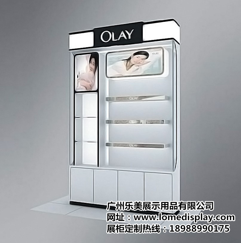 新款品牌厂家定制简约时尚木质烤漆化妆品护肤品展示柜高柜背柜