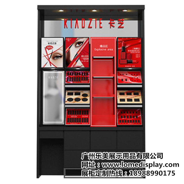 商场品牌定制化妆品展示柜-口红展示专柜-彩妆化妆品背柜