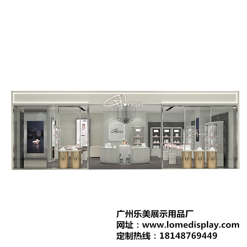 商场店铺品牌定制简约时尚白色可定制护肤品化妆品展示柜