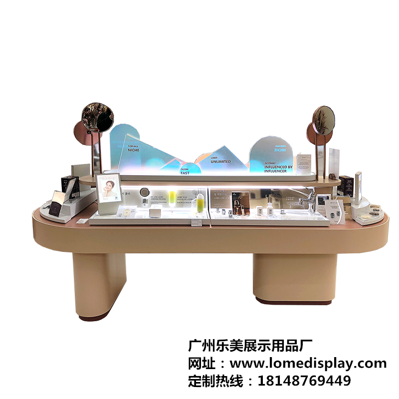 简约时尚化妆品矮柜-可定制化妆品展示柜-眼影腮红展示台