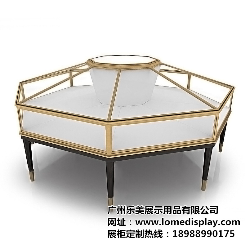 广州厂家专业定做高端奢侈品珠宝高品质木质烤漆钛合金圆形异形展柜