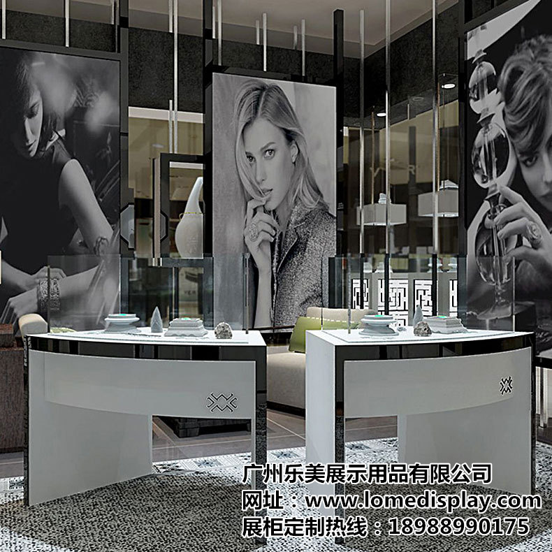 商场店铺品牌定制高端弧形珠宝展柜玻璃珠宝展柜广州厂家定制