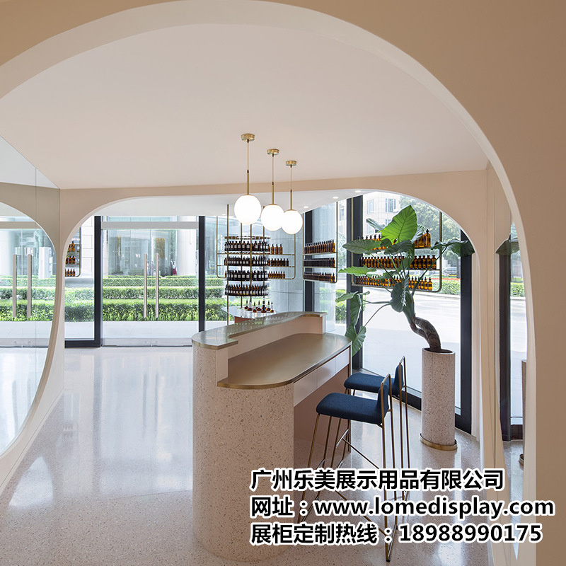 厂家专门定制 | 韩式 | 白色高端多层靠墙 | 美容院产品护肤品展示柜展示架