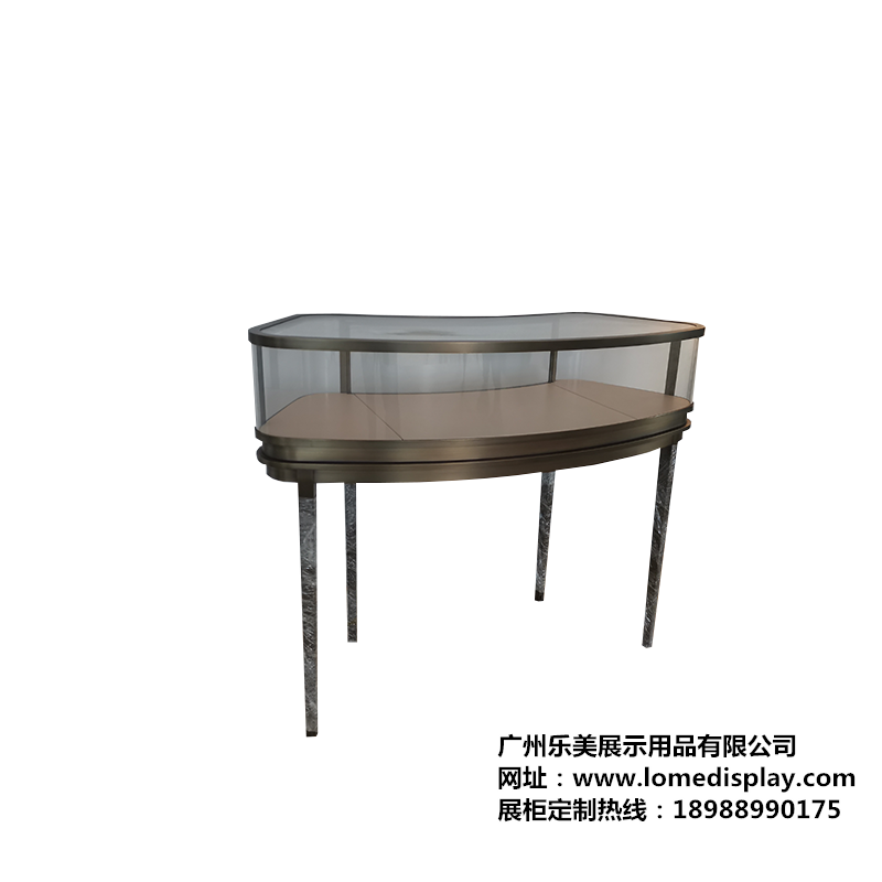 现货简约弧形珠宝柜饰品展示柜眼镜展柜玻璃架子玉器首饰柜厂家定制