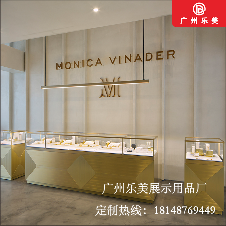 木质珠宝店收银台商场金店整店设计黄金珠宝收银台背柜直角展示柜