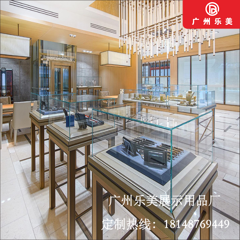 厂家定制金店珠宝展示柜不锈钢边珠宝陈列柜商场首饰展示陈列柜
