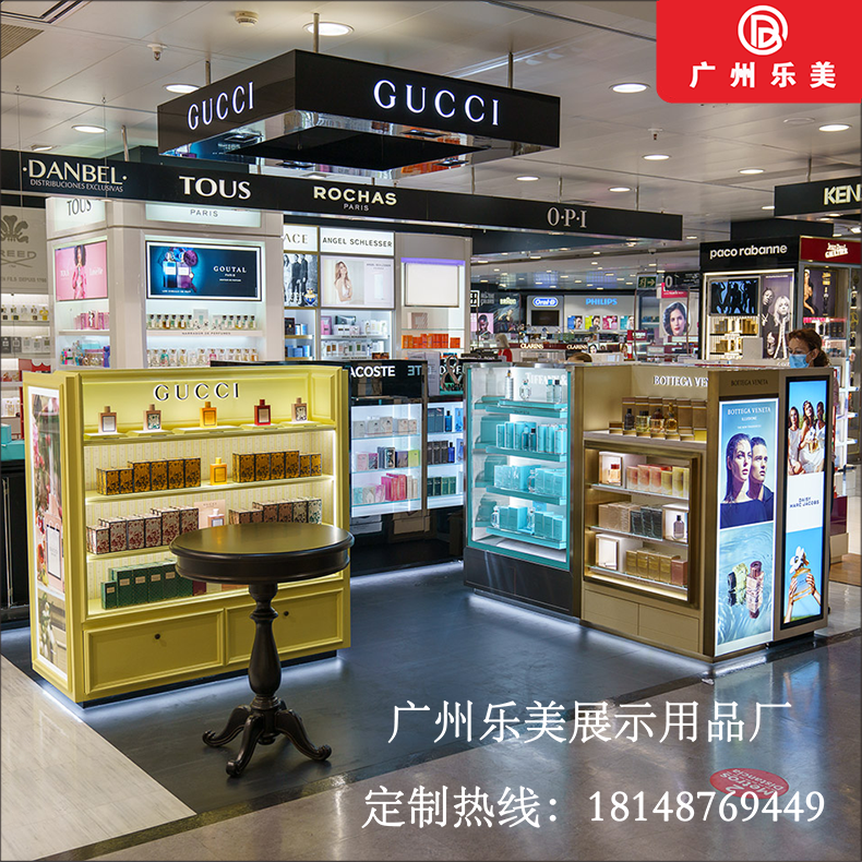 厂家定制设计生产商场化妆品彩妆发光柜台台面木烤漆陈列展示柜