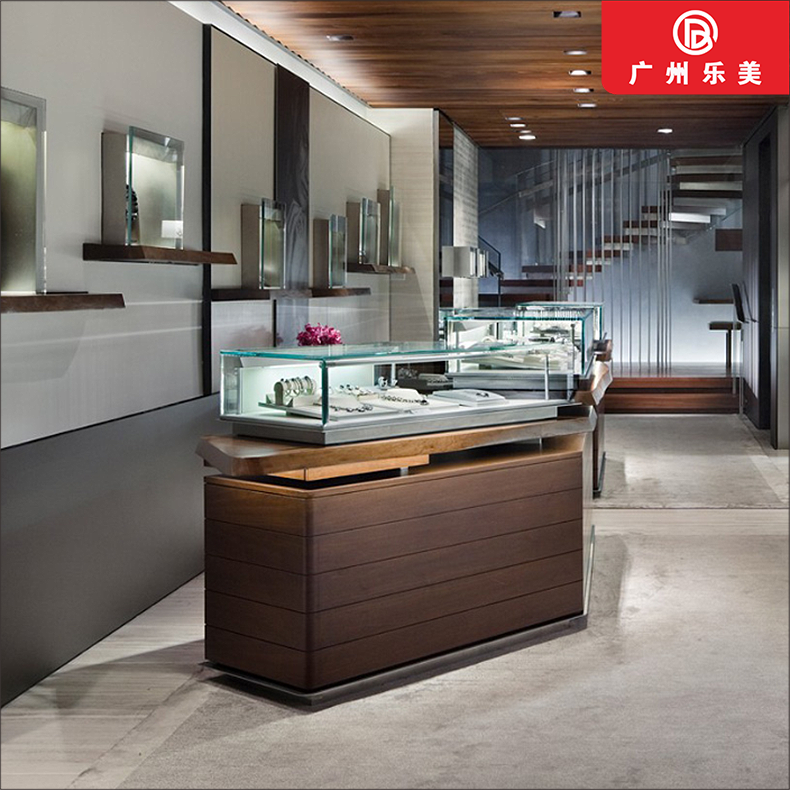 厂家定制复古实木珠宝展示柜黄金钻石首饰玉器放置柜陈列柜台